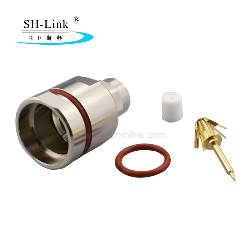 Custom waterproof DIN coax male connector for 7/16 cable